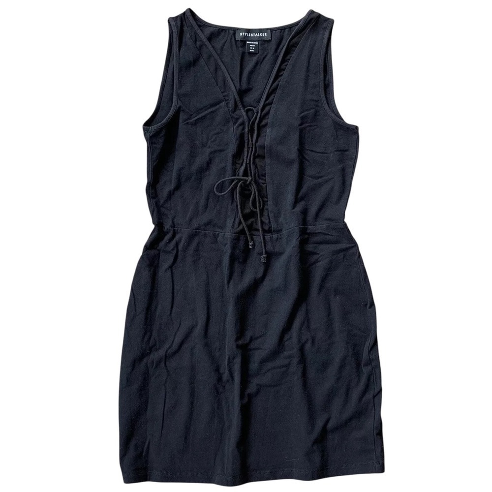 Stylestalker Bodycon Plunge Mesh Tie Stretch Sleeveless Dress Black AU 10 US 6